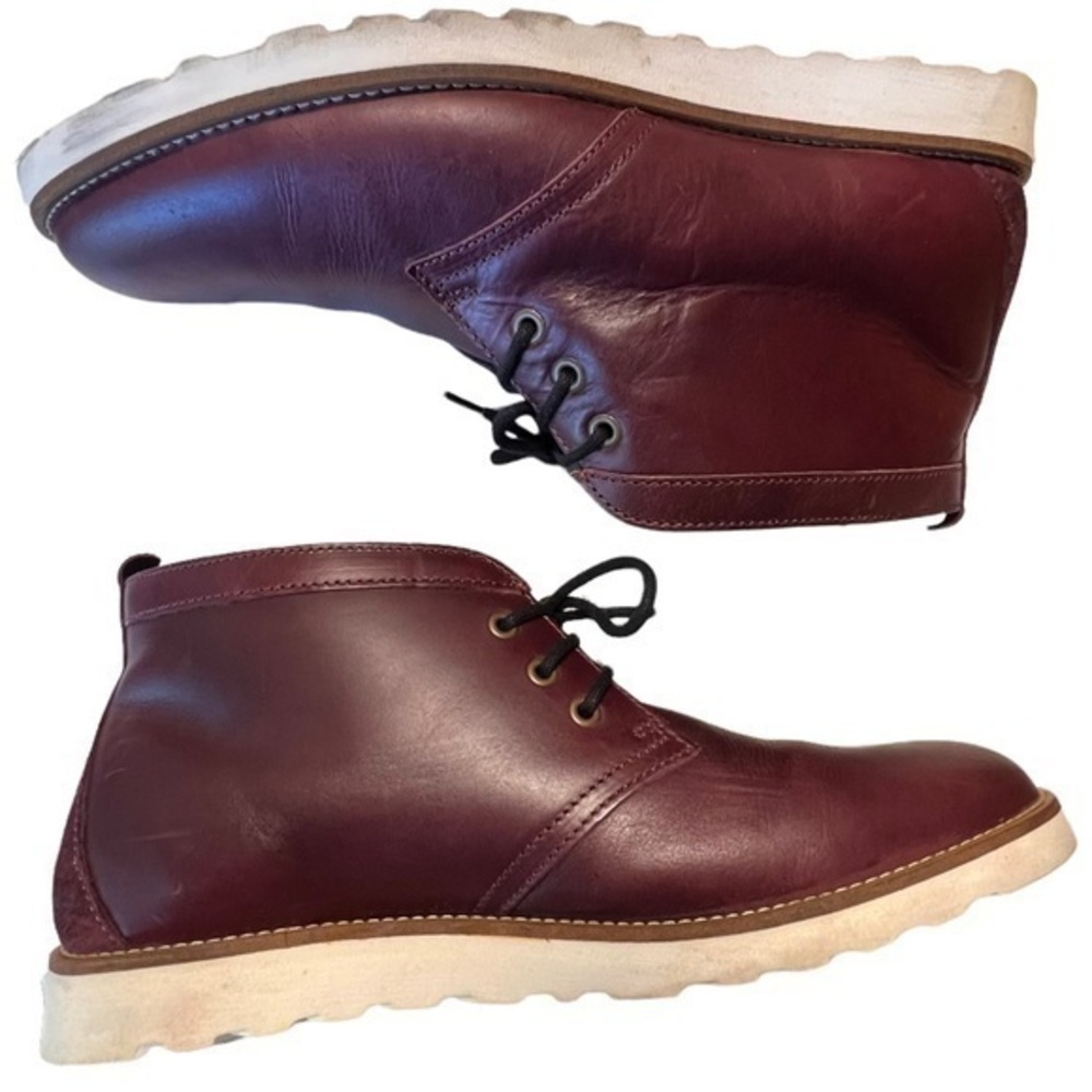 Wesc Mens Wine Leather and Suede Chukka Boots Size 12